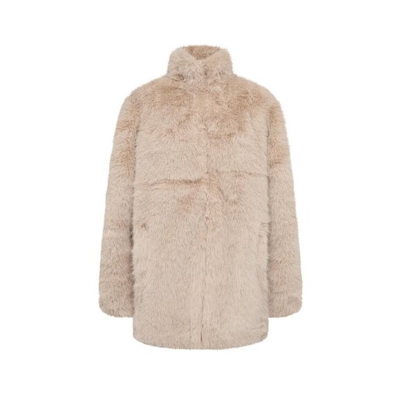 NWT SOYA CONCEPT NAIDA Cream Faux Fur Jacket - Picture 9 of 10